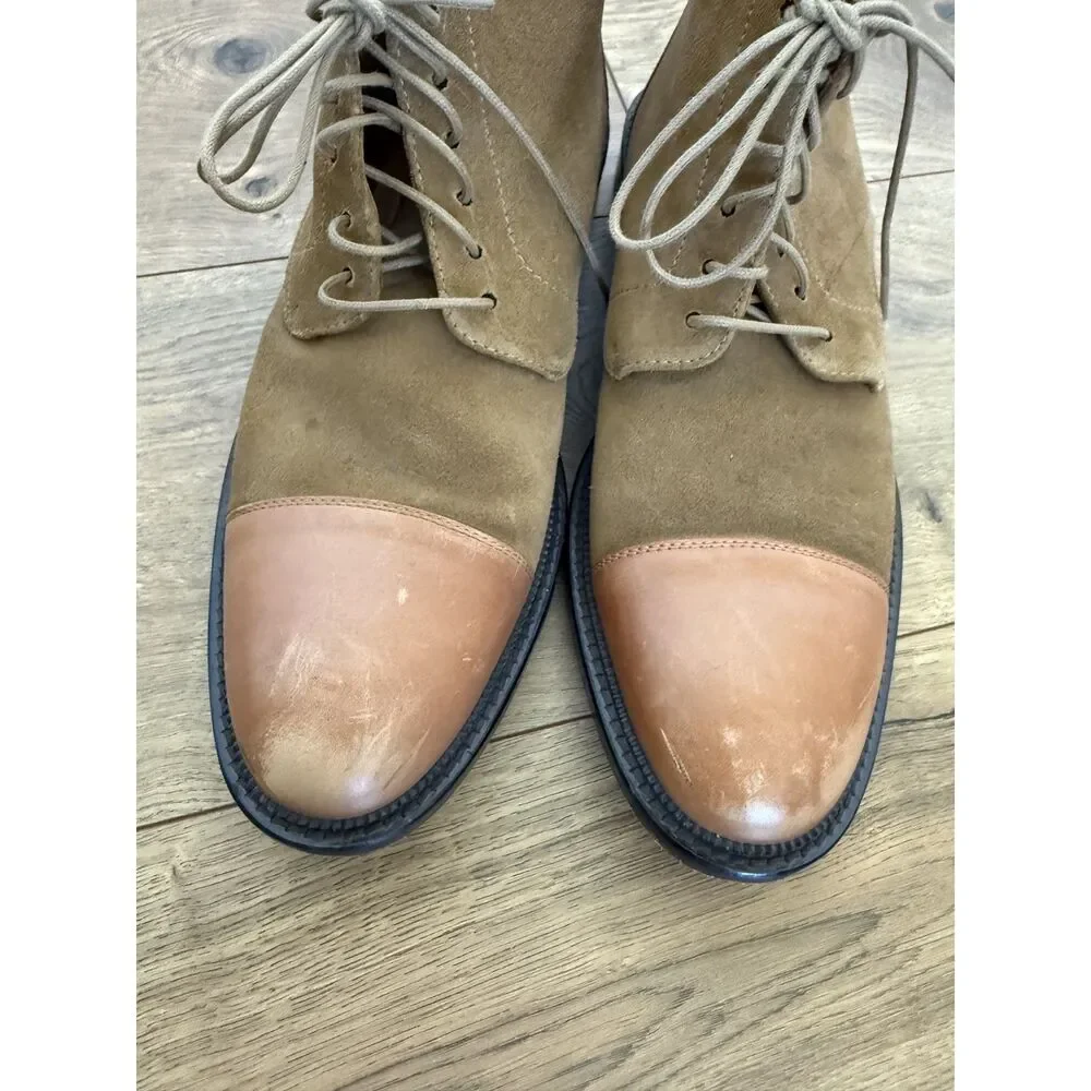 TAFT 40 The Troy Boot Ochre 2 tone oxford leather mens lace up dress suede tan